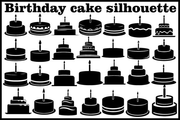 Download Birthday Cake Silhouette Bundle – Candle - Premium Resources