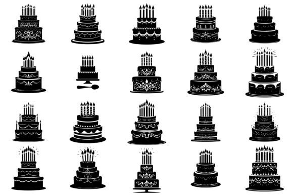 Download Cute Birthday Cake Silhouette Svg Bundle - Birthday cake silhouette svg Collection