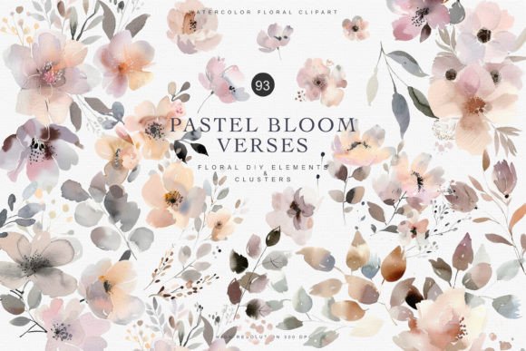 Download Pastel Bloom Watercolor Flower Clusters - Bloom Collection