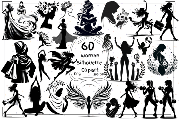 Download 60 Woman Silhouette Clipart Collection - Premium Bundle