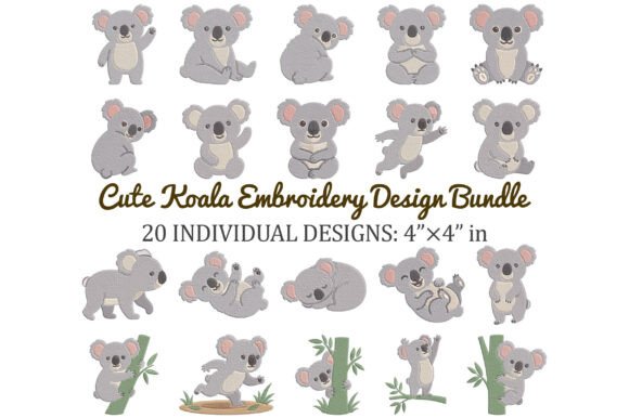 Download Cute Koala Embroidery Design Bundle - Premium Resources